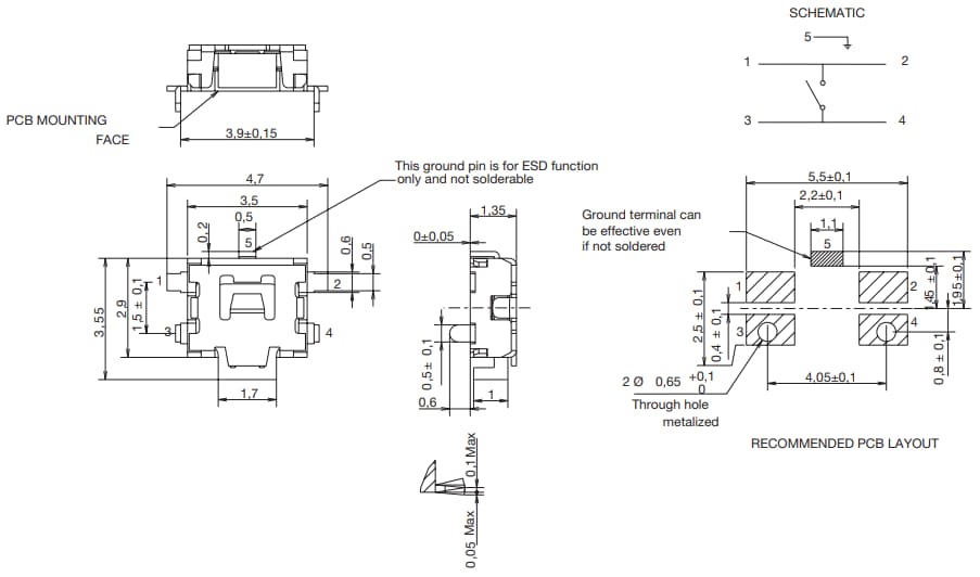C&K Switches PTS840 SMT Side Actuated Tactile Switches